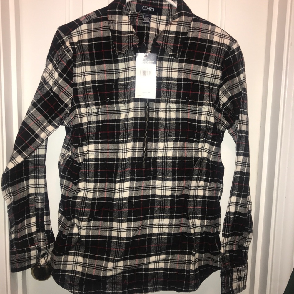 Chaps Size Small 1/4 Zip Flannel Shirt